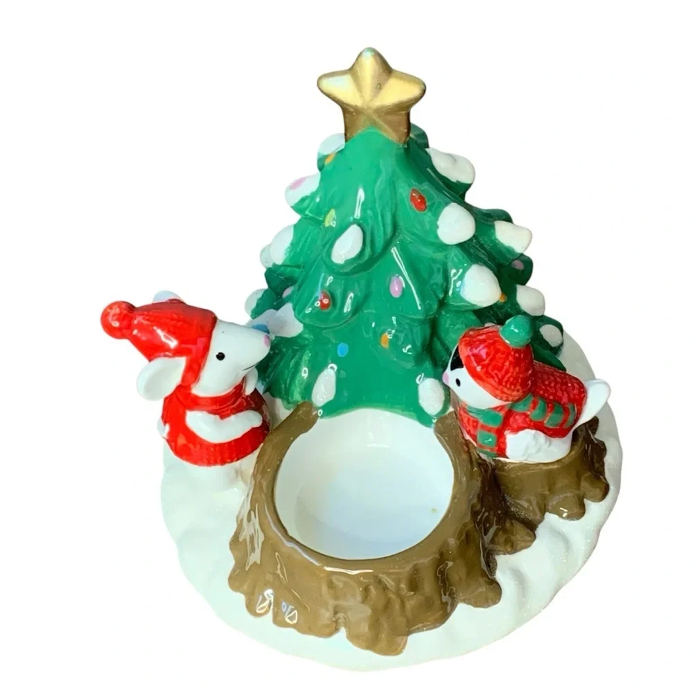 Partylite Festive Merry Mouse‎ Tealite Holder.